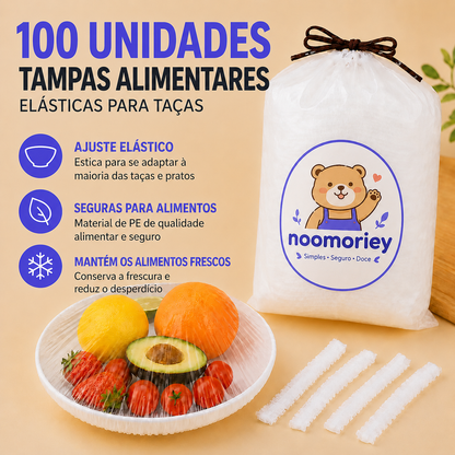 100 Tampas Elásticas Descartáveis para Alimentos 🍽️