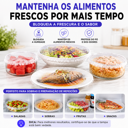 100 Tampas Elásticas Descartáveis para Alimentos 🍽️