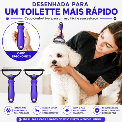 🐾 **Escova de Tosa Dupla Face para Animais – Remoção de Pelo e Desembaraço Sem Dor com Ancinho para Subpelo, para Cães e Gatos**