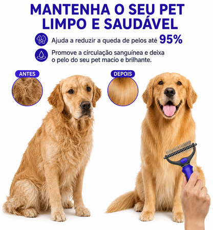 🐾 **Escova de Tosa Dupla Face para Animais – Remoção de Pelo e Desembaraço Sem Dor com Ancinho para Subpelo, para Cães e Gatos**