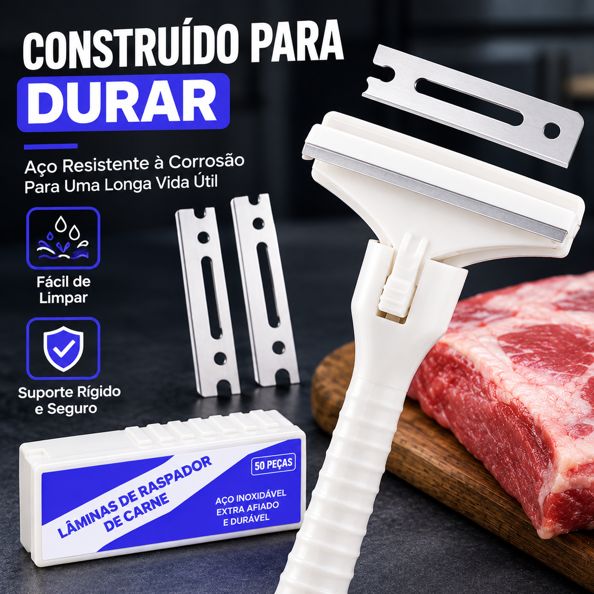 🥩🔥 50% DE DESCONTO! Raspador de Carne em Aço Inoxidável – Ferramenta Fácil para Remover Gordura e Fáscia de Carne de Vaca e Porco 🔪✨